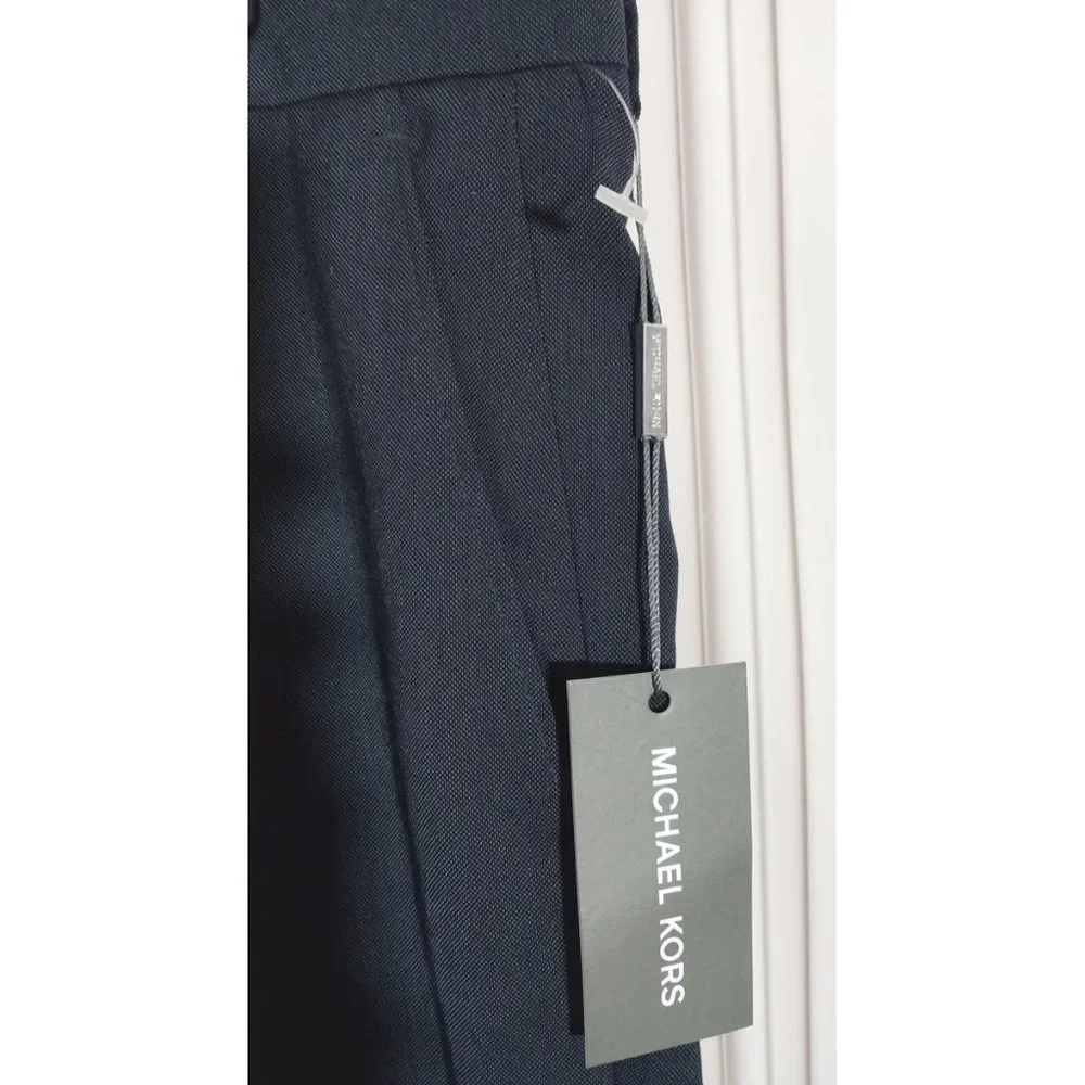 NWT Michael Kors Dark Blue Matisse Dress Trouser Pants Flat Front 34X30 - Picture 2 of 7
